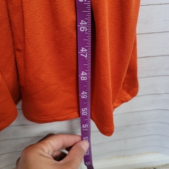 BAUM UND PFERDGARTEN RUST ORANGE MIDI DRESS, w RUFFLE DETAIL SZ SMALL - Picture 10 of 14